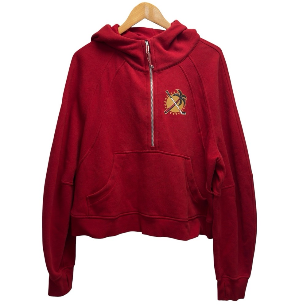 Lululemon x Florida Panthers Womens Sz XL/XXL 1/2 Zip Oversized Red Scuba Hoodie
